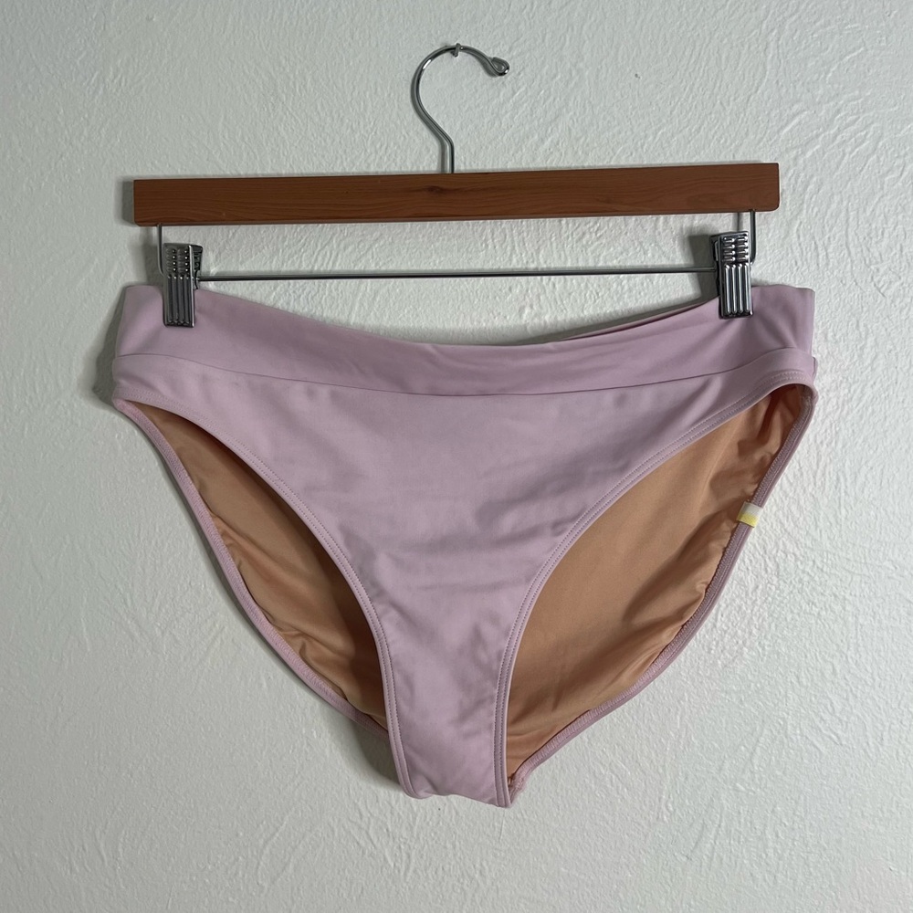 Summersalt Bikini Bottom Pink High Cut Swimwear Ruched Waist Lined Size 10